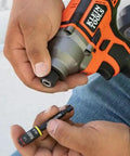 Person using a Three In One Flip Socket For Impact Drivers With One Quarter Inch Quick Connect And Five Sixteenth Inch Hex Drivers.