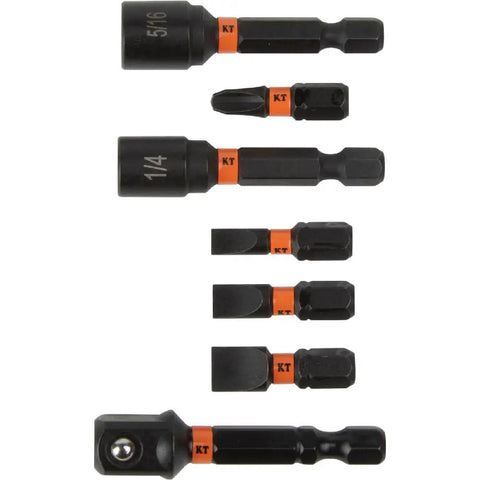 Impact Driver Bit Set With Magnetic Nut Drivers, ProFlex S2 Steel, showing several pieces on display