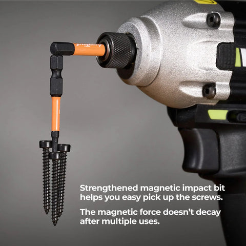 Close-up: 20 Piece Impact Hex Bit Set With Magnetic Tips Quarter Inch Shank S2 Steel CNC Machined Bits In Storage Box in use