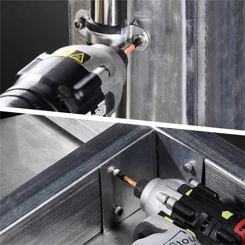 20 Piece Impact Hex Bit Set With Magnetic Tips Quarter Inch Shank S2 Steel CNC Machined Bits in use with impact driver