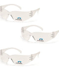 Three pairs of Indoor Impact Resistant Reading Glasses 2.0 with Anti Glare UV Protection, clear bifocal lenses, side view.