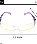 Impact Resistant Safety Glasses With UV400 Anti Fog Clear Lenses ANSI Z87.1 showing 5.6 inch width, 4.5 inch height