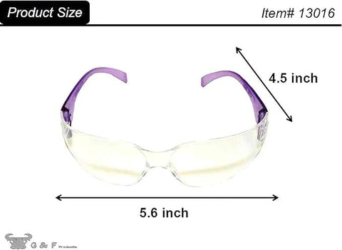 Impact Resistant Safety Glasses With UV400 Anti Fog Clear Lenses ANSI Z87.1 showing 5.6 inch width, 4.5 inch height