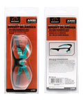Impact Resistant Sport Glasses With UV Protection And Non Slip Frame in retail packaging showing front and back labels