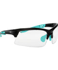 Impact Resistant Sport Glasses With UV Protection And Non Slip Frame, black and teal color, side view
