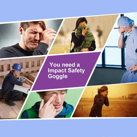 Collage showing various activities needing Anti Fog Safety Goggles With Wide Vision Lens for splash protection and clarity.