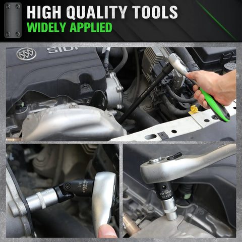 Rugged 18 Piece Impact Socket Extension Set With Swivel Universal Joint used in automotive engine repair