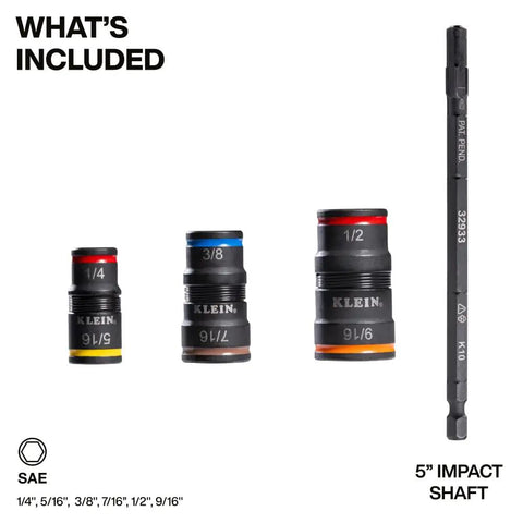 7 In 1 Impact Driver Socket Set With Flip Sockets And Bit Holder, Quick Connect Shaft, Includes Hex Sizes 1/4 to 9/16 inch