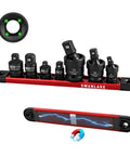 7-Piece Impact Swivel Socket Adapter Set, 1/4" 3/8" 1/2" Drive Universal Joint Socket Set CR-MO Steel on magnetic rail