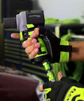 Man using Pro High Flow Coupler And Plug Kits Set Three Piece One Quarter Inch NPT Push To Connect System Ideal For Spray Guns And Impact Tools Maximum Efficiency Twice The Flow For Superior Tool Performance And Durability
