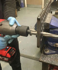 Aligning Reamer Tool Pro Grade HSS M2 Spiral Flute With 13 Sixteenth Inch Cutter Diameter And Machined Hex Shank For Impact Wrenches in use