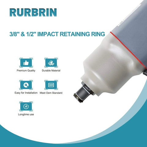 Must Have Impact Wrench Retaining Rings Kit For One Half Inch And Three Eighth Inch Square Drives With O Ring, 10 Pack