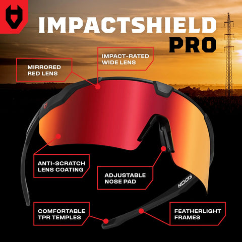ANSI Z87 Safety Glasses With High Contrast Lenses For Men And Women Anti Scratch, red mirrored lens, adjustable nose pad