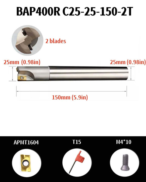 APMT1604PDER DP Indexable Carbide Milling Inserts With End Mill Holder for steel cutting 0.98in shank 5.9in length