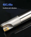 APMT1604PDER DP Indexable Carbide Milling Inserts With End Mill Holder For Steel Cutting, focus on tool tip and shank