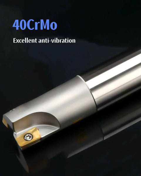 APMT1604PDER DP Indexable Carbide Milling Inserts With End Mill Holder For Steel Cutting, focus on tool tip and shank