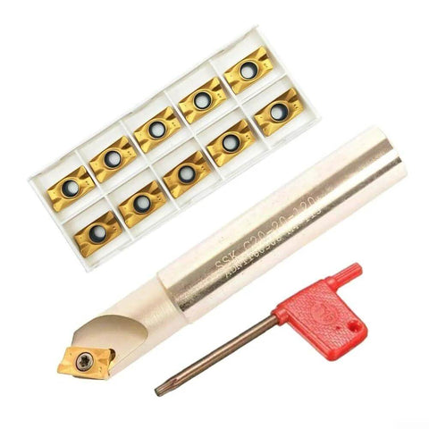 Pro Grade C20 20 120L Indexable Chamfer End Mill Cutter Set With 10 APKT1604 Carbide Inserts and wrench for cast iron processing