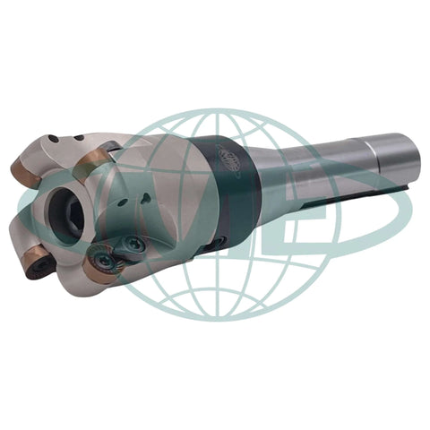 Beefy Indexable Face Mill Kit 2 Inch Diameter 90 Degree Cutter With R8 Arbor And 4 Flutes Includes RCKT1204 Carbide Inserts Pre Installed For Steel Milling CME