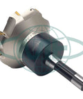 Six Inch 90 Degree Indexable Face Mill With R8 Arbor And Eight APKT1604 Inserts Included For Steel Cutting, 8 Flutes, 1.5 Inch Mounting Bore, Beefy Carbide Cutter CME.