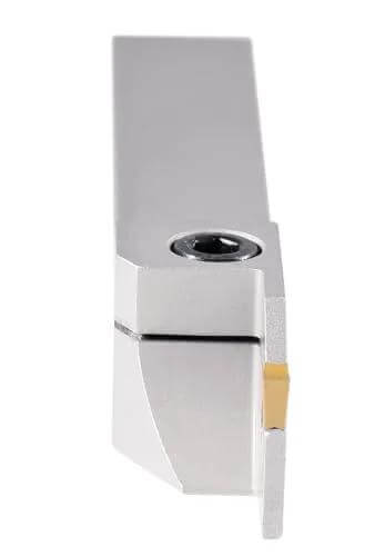 Heavy Duty Built To Last Indexable Grooving Cutoff Holder For Three Quarter Inch By Three Quarter Inch Grooving With Nickel Plated Body And Tin Coated Carbide Inserts GTN3 Accusize Industrial Tools with close-up of carbide insert.