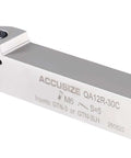 Heavy Duty Built To Last Indexable Grooving Cutoff Holder For Three Quarter Inch By Three Quarter Inch Grooving With Nickel Plated Body And Tin Coated Carbide Inserts GTN3 Accusize Industrial Tools showing side view.