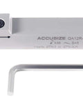 Heavy Duty Built To Last Indexable Grooving Cutoff Holder For Three Quarter Inch By Three Quarter Inch Grooving With Nickel Plated Body And Tin Coated Carbide Inserts GTN3 Accusize Industrial Tools, shown with L-shaped tool.