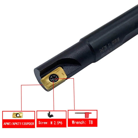 Indexable Milling Inserts APMT1135 With 90 Degree Square Shoulder For Steel Cutting Semi Finishing Includes One Half Inch Shank Tool Holder