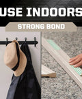 Heavy Duty Double Sided Tape Mega Roll For Painted Drywall Indoor Mounting White Adhesive 3/4 Inch By 114 Feet Industrial Strength No Mess Or Tools Delivers A Strong Permanent Bond On Contact And Holds Up To 15 Pounds used on a hat rack and molding.