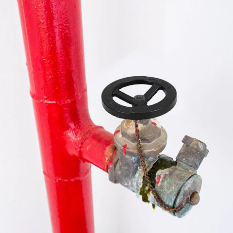 Directional Wheel Indoor Fire Hydrant Handwheel 4.72 Inch Valve Handle Replacement installed on red pipe