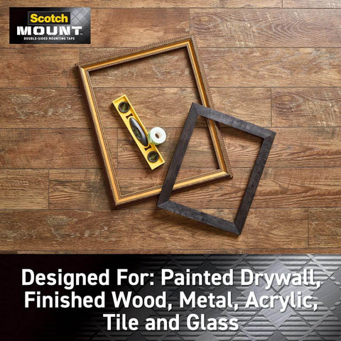 Indoor Double Sided Mounting Tape With Industrial Strength Adhesive For Painted Drywall Holds Up To 15 Pounds with picture frames
