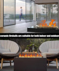3 Inch Ceramic Fire Balls 15-Pack Round Fire Stones for Indoor and Outdoor Fire Pits, Fireplaces, Grey in use indoors and outdoors