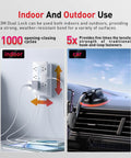 Heavy Duty Reclosable Fastener Strips One Half Inch By Four Feet Industrial Strength Self Mating Interlocking Mushroom Heads With Strong Adhesive For Indoor Outdoor Home Office Decor Built To Last And Grips Tight shown installed indoors on a socket and outdoors on a car dashboard