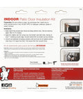 Back packaging of Indoor Shrink Window Kit For Large Windows And Patio Doors with installation steps and product details.
