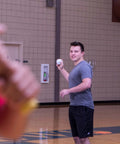 Person playing indoors with 9" Hollow Plastic Baseballs - Athletic Baseball Equipment - Practice Baseballs Plastic Hollow - Regulation Size Balls.