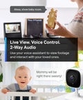 1080P Indoor Security Camera For Baby And Pet Monitoring With Motion Detection And Night Vision Two Way Audio shown in use with baby