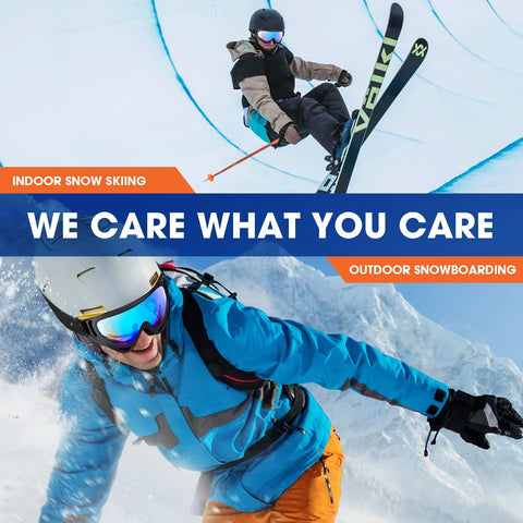 Skiing and snowboarding with 2 Pack Family Snow Ski Goggles For Men Women Youth Kids All Ages, featuring adjustable straps and anti-fog vents.
