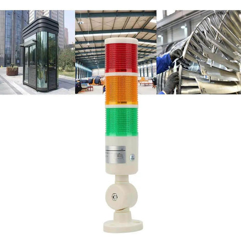 3 Layer Led Tower Stack Light For Industrial Safety Beacons With Foldable Base 24VDC Indicator Lamp In Red Orange And Green Normally On High Brightness LED Low Power Consumption Long Lifespan Heavy Duty Warning Light