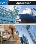 Applications of Eoppen products in construction, shipping, engineering, and home settings shown in a collage format.