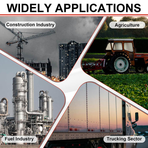 Heavy Duty 72 Piece JIC 37 Degree Cap And Plug Kit applications in construction, agriculture, fuel, and trucking sectors.