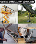 Collage showing 12 Inch 12" High Speed 14mm/s Linear Actuator Motor 1000N DC12V in various industrial automation setups