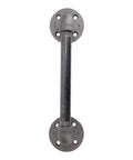 Industrial Pipe Decor Barn Door Handle 8 Inch With Authentic Steel Grey Iron Fittings Flanges And Pipes For Custom Vintage Hanging Doors DIY Kit With Hardware For Easy Installation And Rustic Farmhouse Style, front view