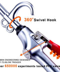 High Volume Powerful Industrial Air Blow Gun, 17-26 Inch Extensible Stainless Steel Air Flow Nozzle, 360 Degree Swivel Hook close-up view