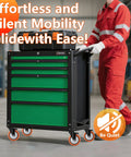 Person moving tool cart with 6 Inch Industrial Brake Caster Heavy Duty Wheel With 4000 Lb Load Capacity No Noise Polyurethane On Steel Hub