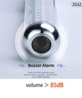 Industrial Warning Light Tower 24V DC With All Metal Aluminum Body And Bulletproof PC Cover 3 Color Red Yellow Green Tower Signal Indicator Lamp Continuous Light With Buzzer Built Tough For Harsh Environments side view showing chrome buzzer emitting over 85dB sound.