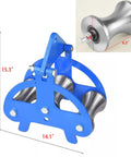 Industrial Cable Pulley Sheave with Anchor Shackle for Large Scale Laying, Heavy Duty Steel, with dimensions and close-up inset