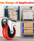 4 Inch Industrial Caster Wheels With Brake Set Of 4 Heavy Duty 2200 Lb Capacity 360 Degree Swivel For Carts Workbenches And Furniture