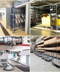 8 x 2 Inch Heavy Duty Industrial Caster Wheels with 1/2 Inch Bore Axle in use in warehouse, aviation, and storage settings