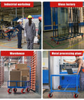 Casters in industrial settings, showing carts with Heavy Duty 6x2 Inch Caster Set Of 4 Industrial Polyurethane Wheels