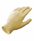 Industrial Cream Color Latex Gloves One Size Fits Most Pack Of 50 front view showing durable texture and flexibility