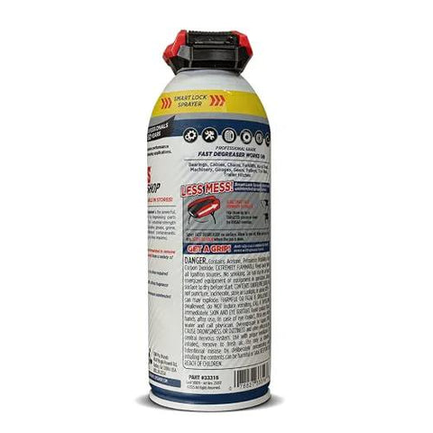 Back view of a can of Fast Acting Degreaser for Machinery and Equipment Removes Grease Oil and Grime in a Snap Industrial Strength Cleaner with Quick Evaporation No Rinse Needed Leaves Surfaces Dry and Ready for Action Great for Gears Bearings and More by LPS.